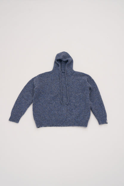 Fluffy Knit Hoodie / hazy blue