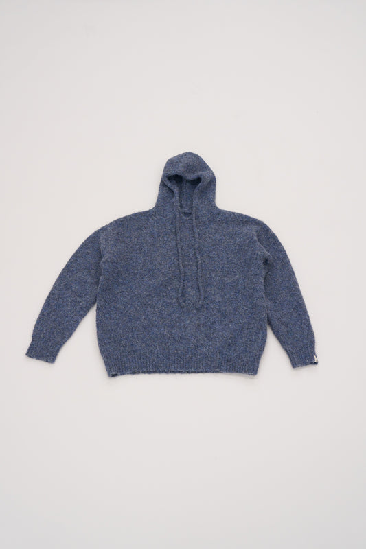 Fluffy Knit Hoodie / hazy blue