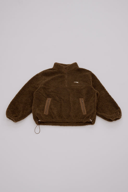 Half-zip boa pullover / brownie