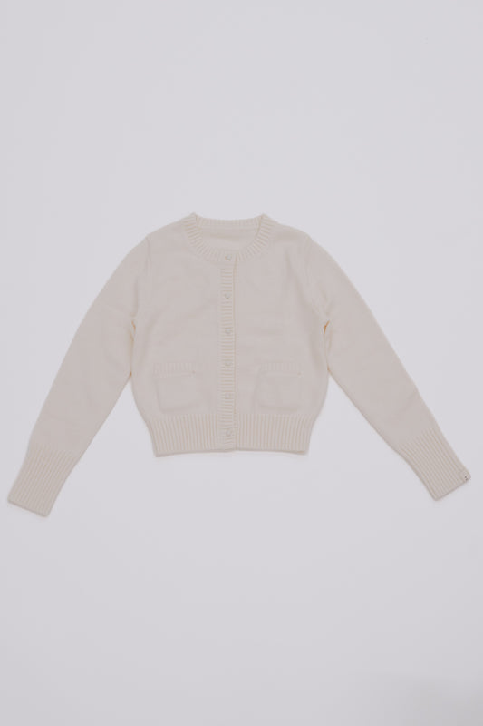 knit pocket cardigan / milk