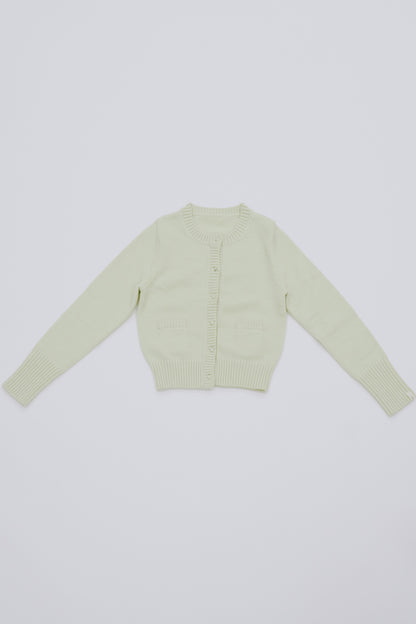 knit pocket cardigan / lime