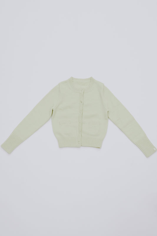 knit pocket cardigan / lime