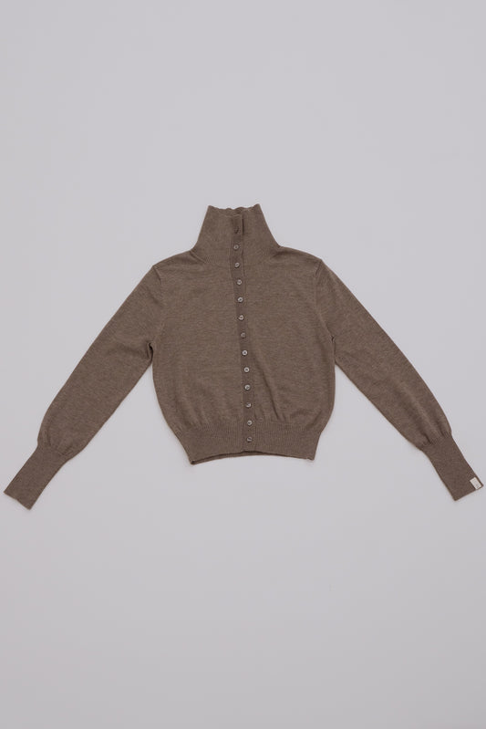 2way high neck cardigan / cocoa