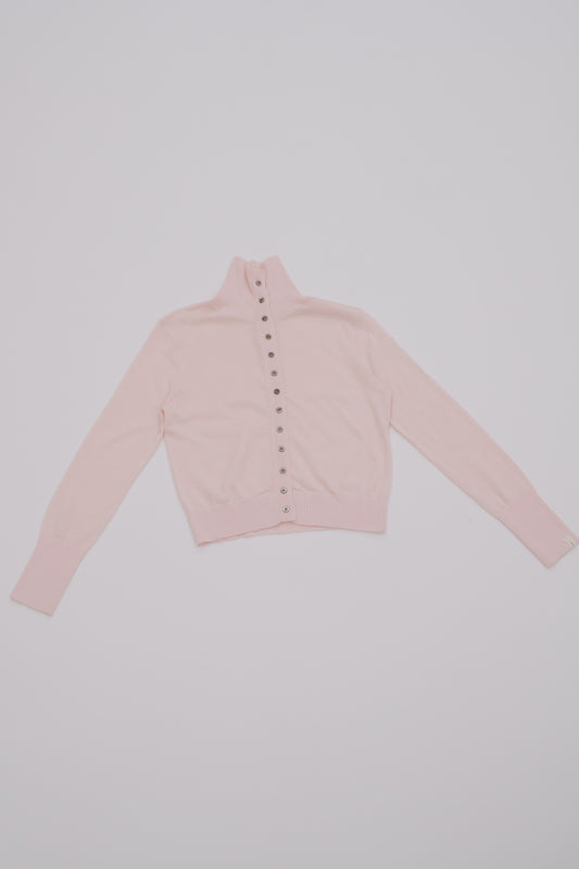 2way high neck cardigan / sour pink