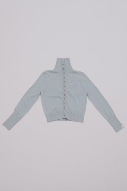 2way high neck cardigan / sour blue