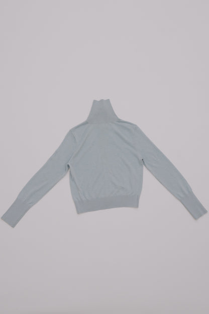 2way high neck cardigan / sour blue