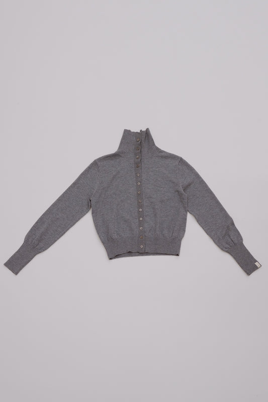 2way high neck cardigan / heater gray