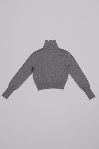 2way high neck cardigan / heater gray