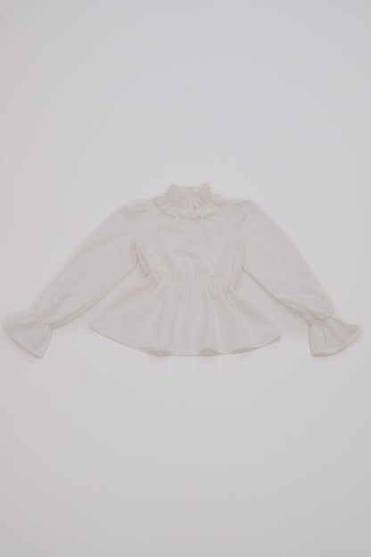 Volume frill collar blouse / white