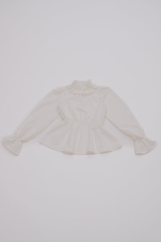Volume frill collar blouse / white