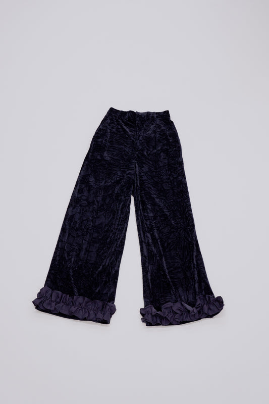 Velour wide pants / navy