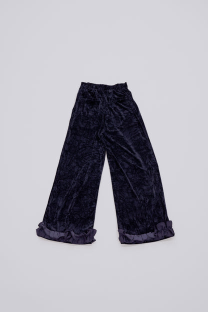 Velour wide pants / navy