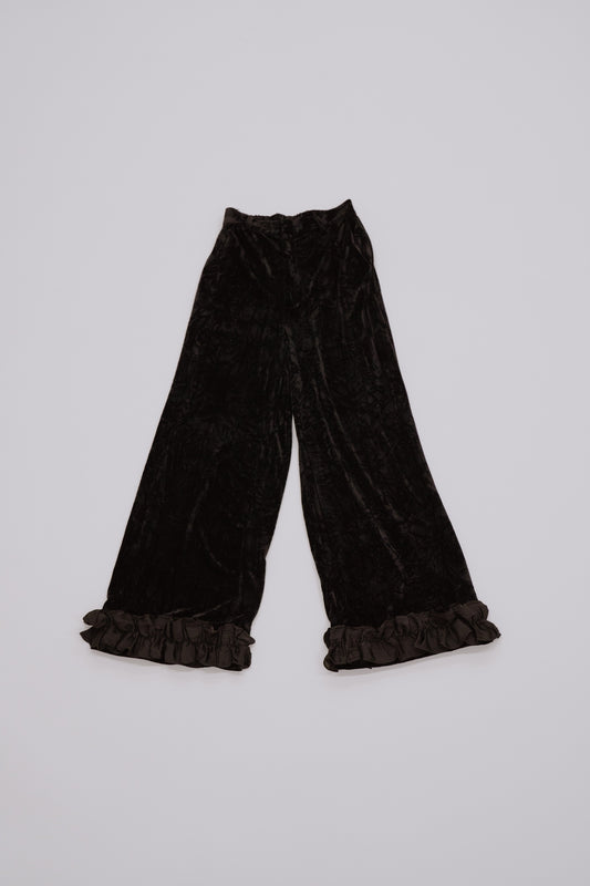 Velour wide pants / black