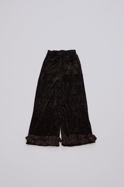 Velour wide pants / black