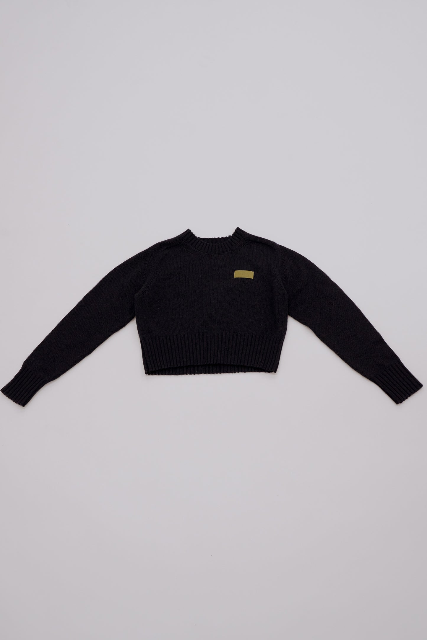 Leather Patch Knit Pullove / navy
