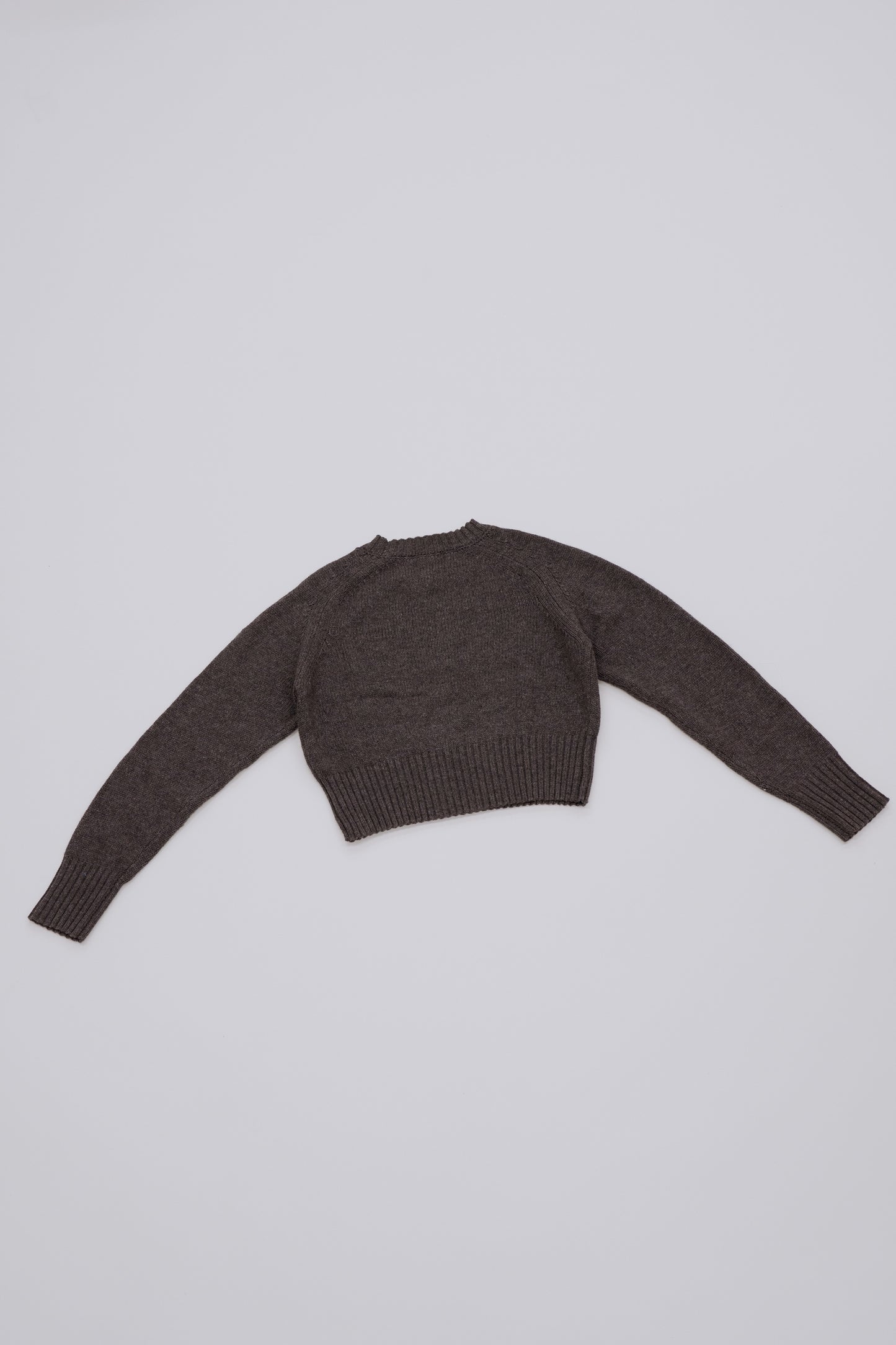 Leather Patch Knit Pullove / gray