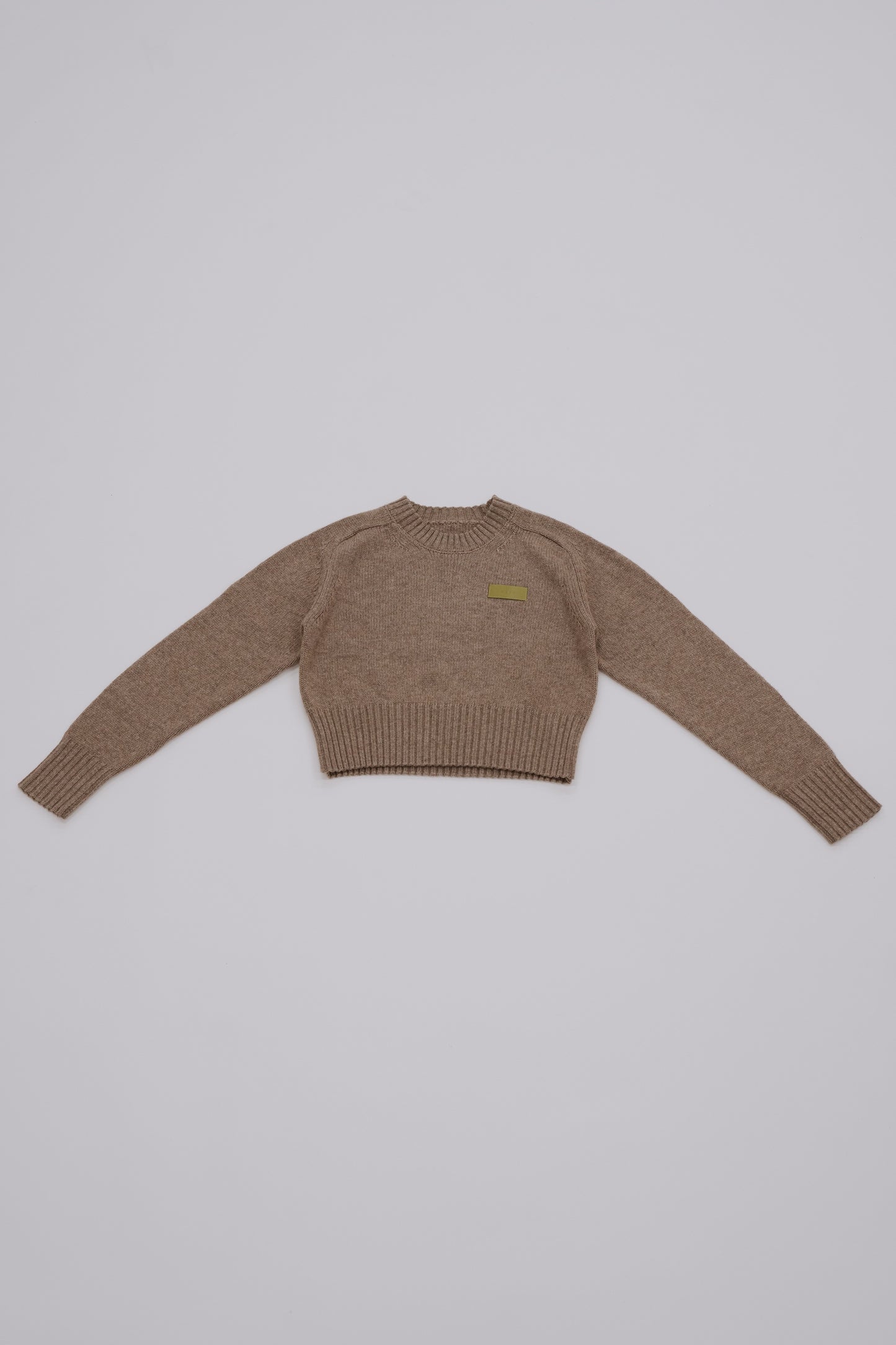 Leather Patch Knit Pullove / brown