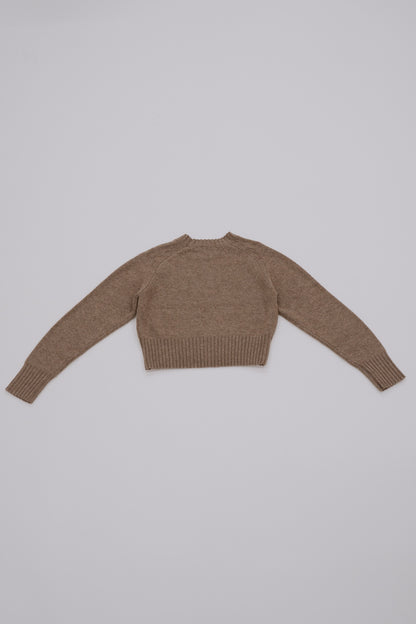 Leather Patch Knit Pullove / brown