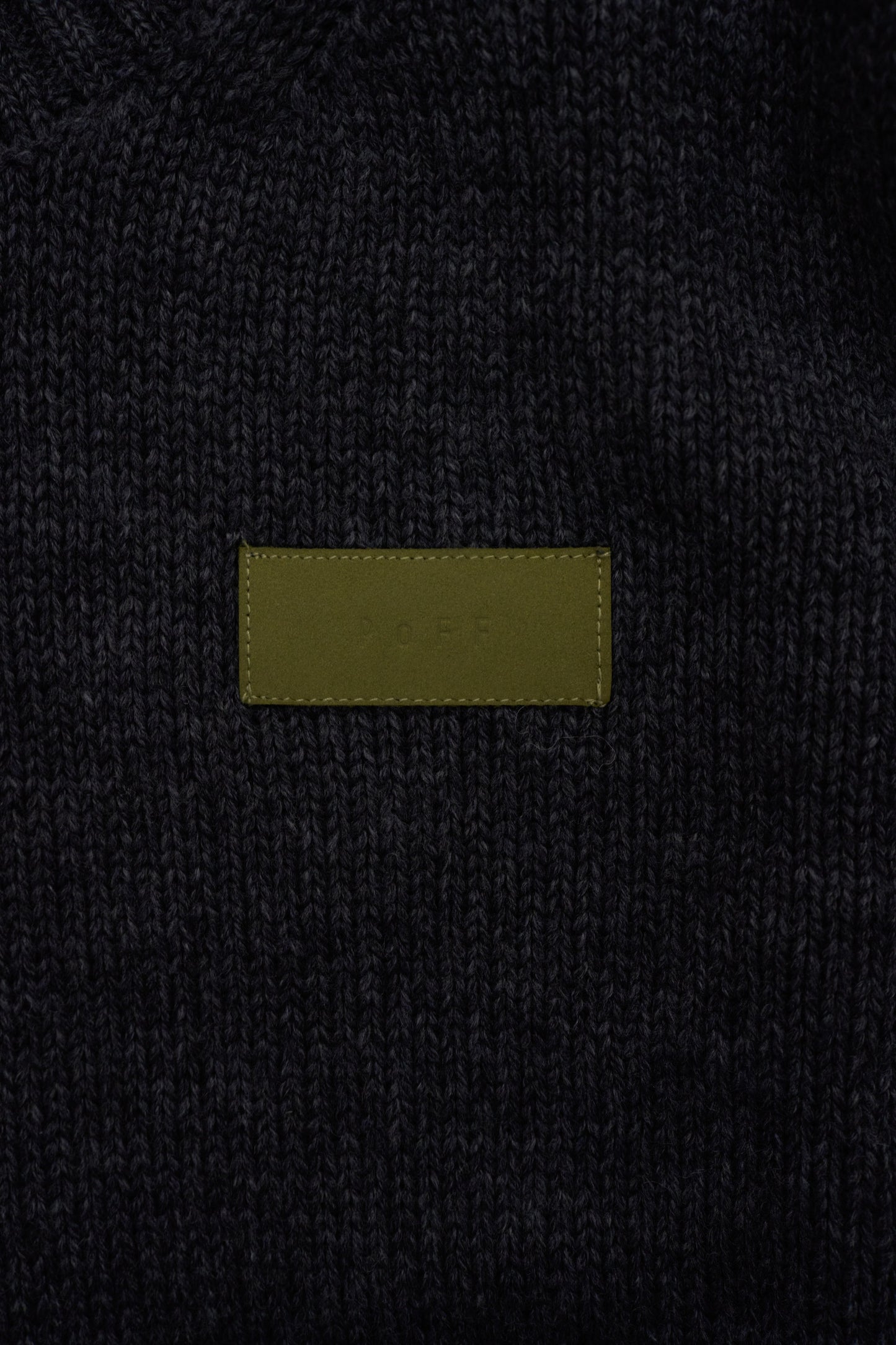 Leather Patch Knit Pullove / gray