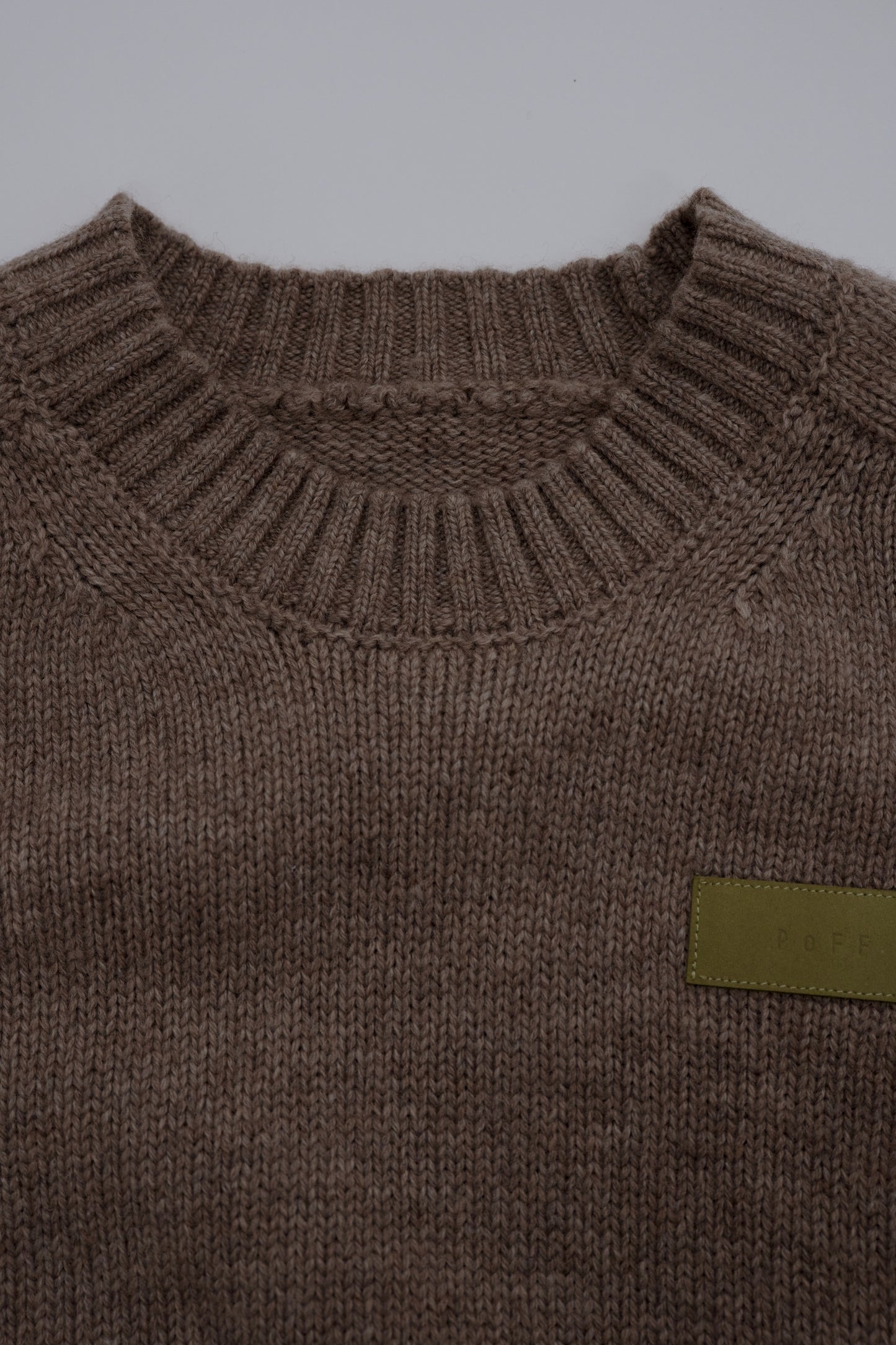Leather Patch Knit Pullove / brown