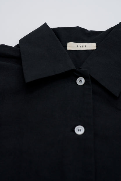 lace cuff cropped shirt / black