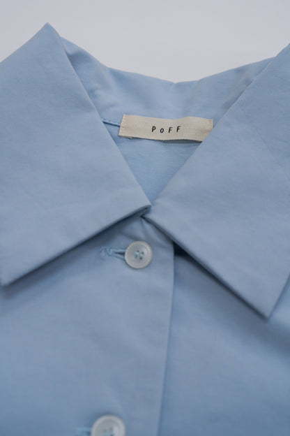 lace cuff cropped shirt / light blue