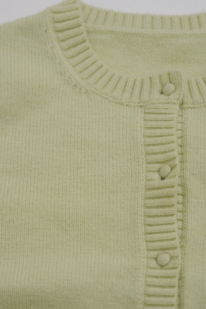 knit pocket cardigan / lime