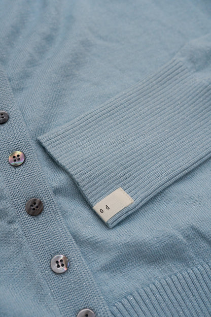 2way high neck cardigan / sour blue
