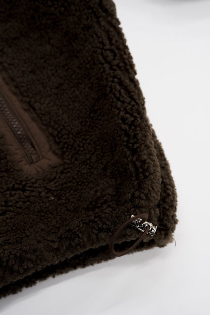 Half-zip boa pullover / brownie