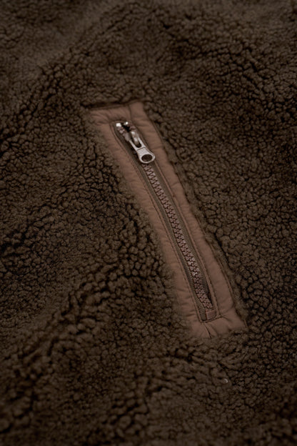 Half-zip boa pullover / brownie