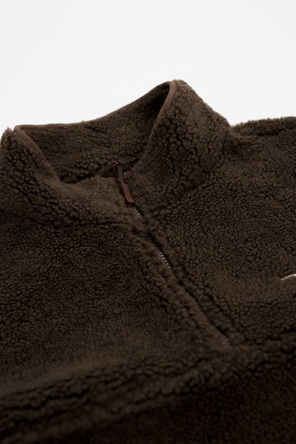 Half-zip boa pullover / brownie