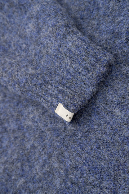 Fluffy Knit Hoodie / hazy blue