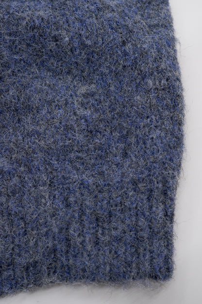 Fluffy Knit Hoodie / hazy blue