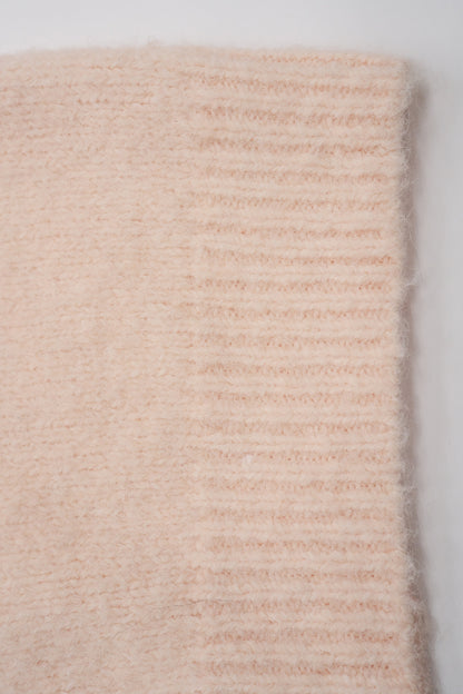 Fluffy Knit Hoodie / peach milk