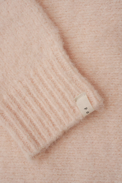 Fluffy Knit Hoodie / peach milk