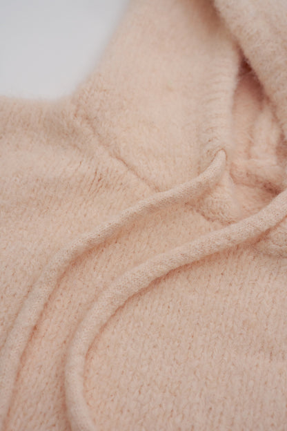 Fluffy Knit Hoodie / peach milk