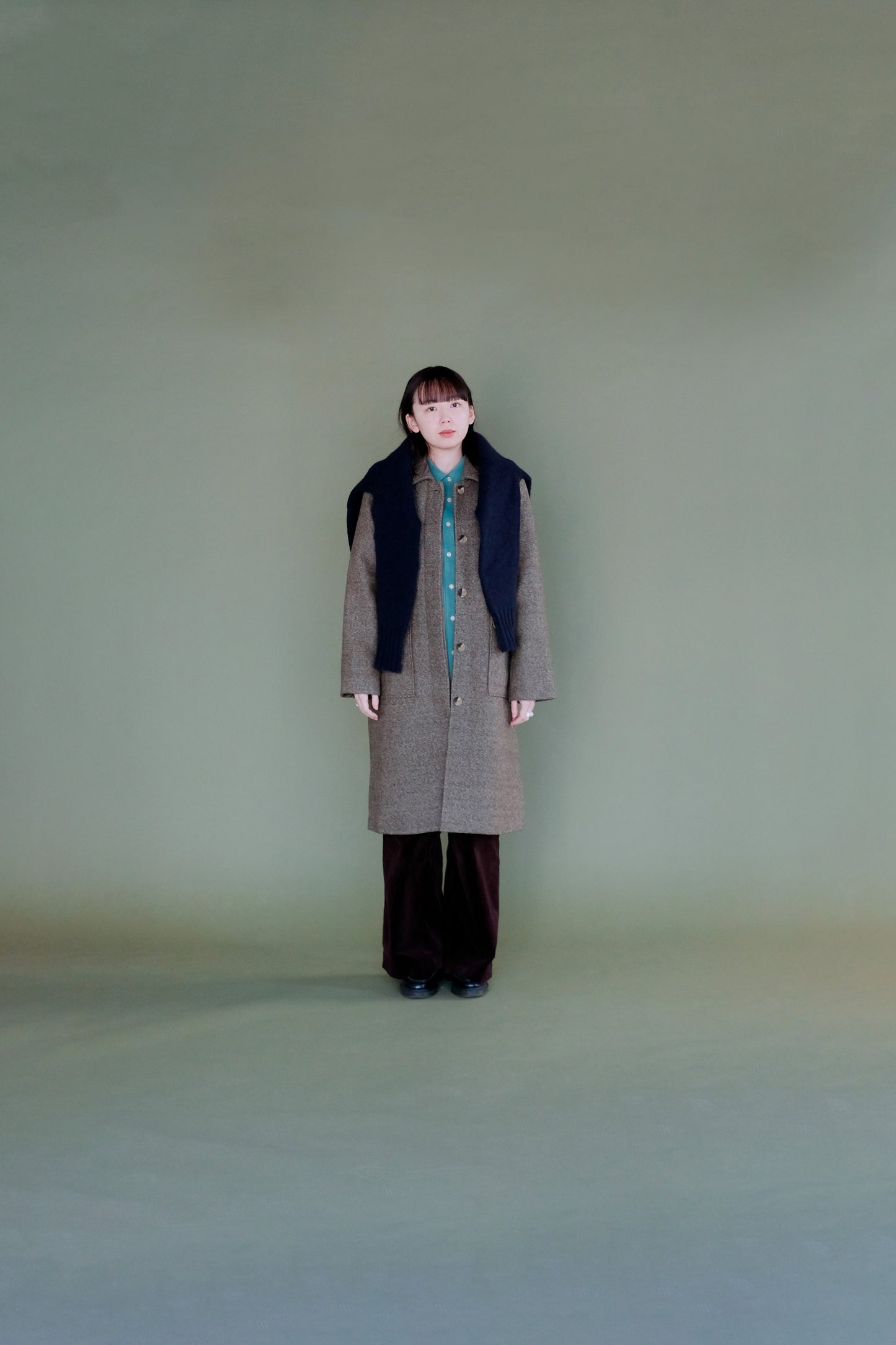 Mix wool soutien collar coat / nougat