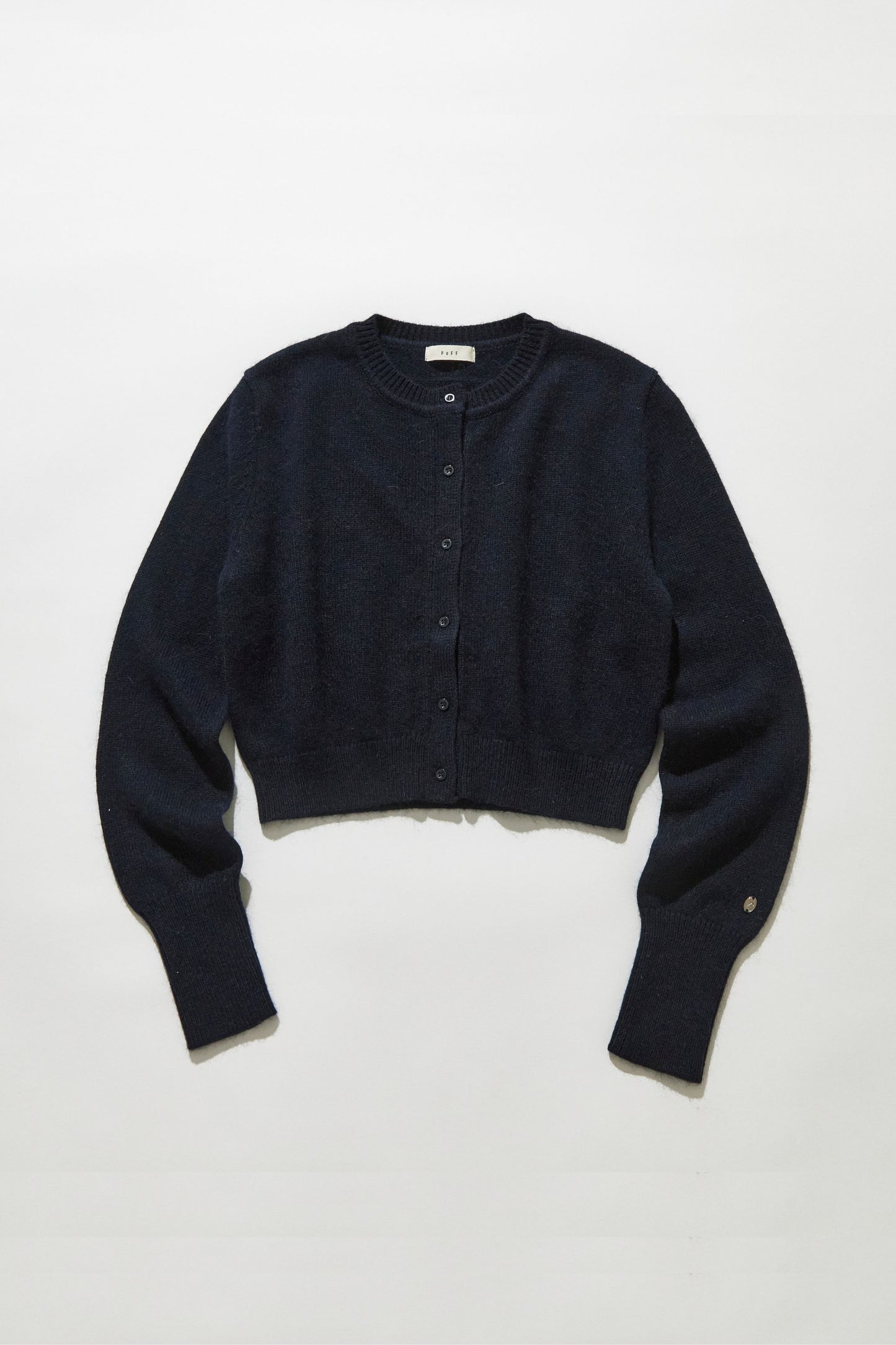 Angora blend plain knit cardigan / Navy