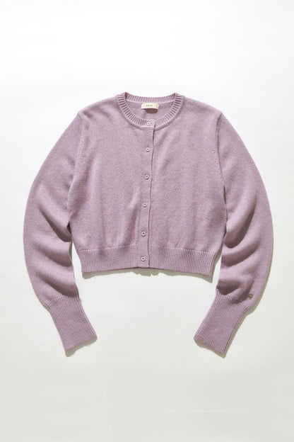 Angora blend plain knit cardigan / Dusty Purple