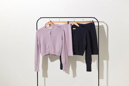 Angora blend knit biker pants / Dusty Purple