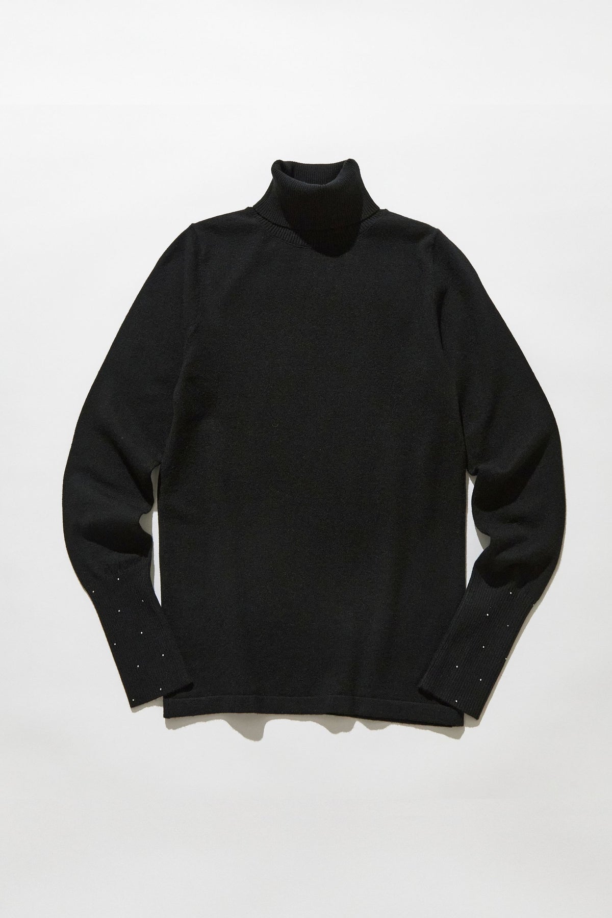 Crystal dot cuff turtleneck knit / Black