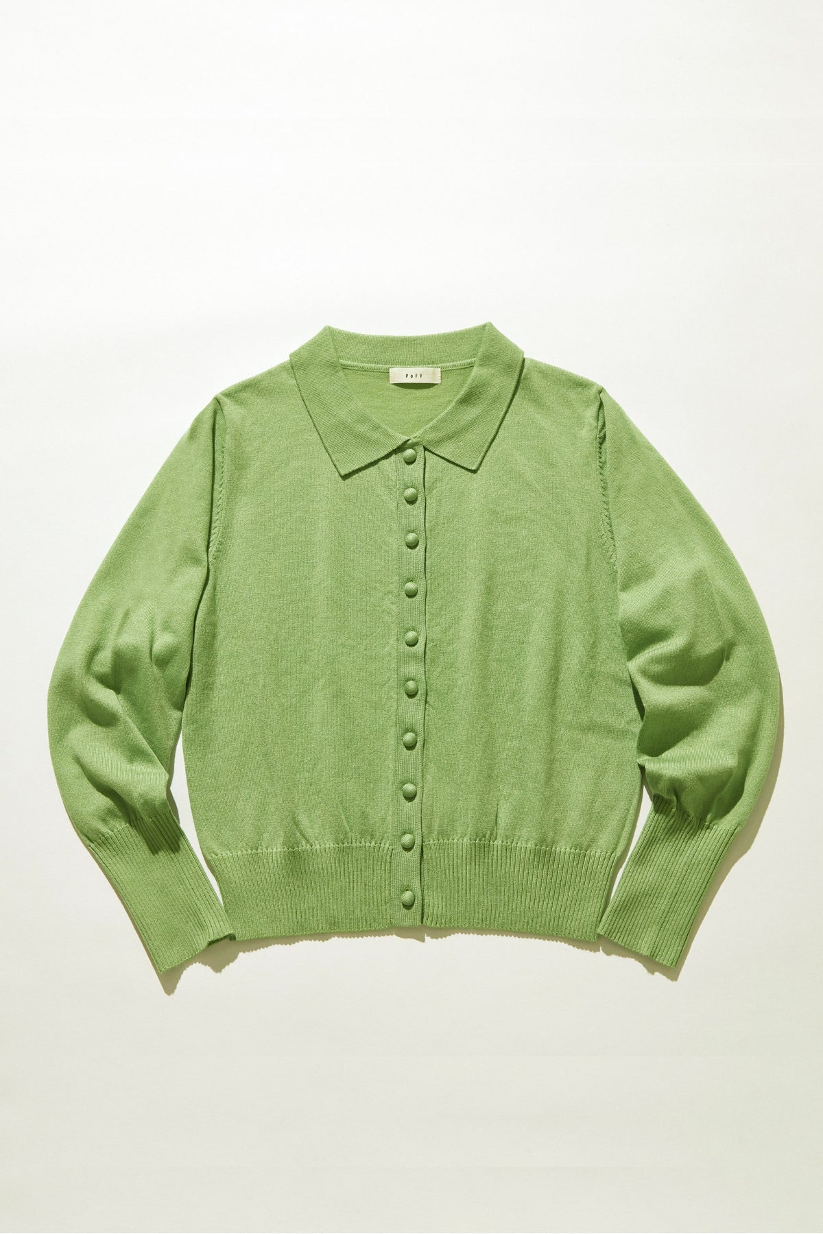 Button-up knit polo cardigan / Pistachio
