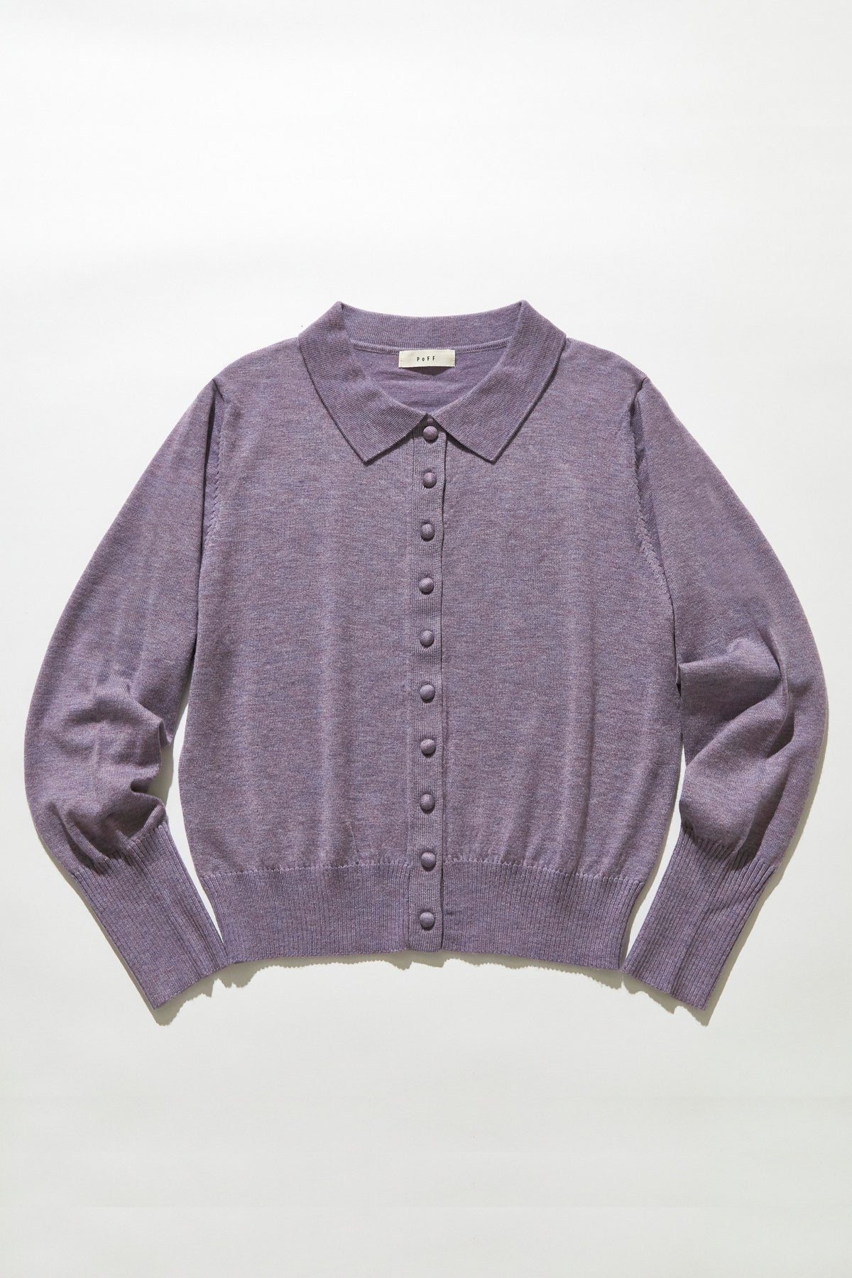 Button-up knit polo cardigan / Dusty Purple