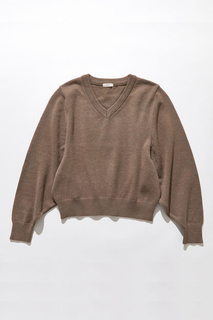 Loose v-neck knit / Beige