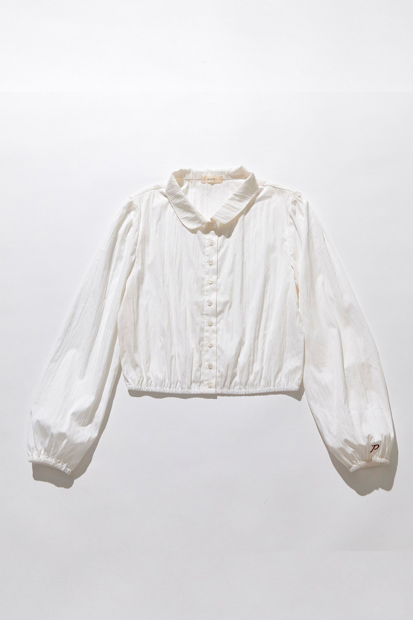 Round collar cropped blouse / White