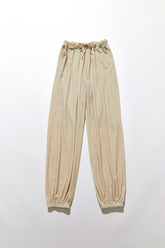 Velour Drawstring Pants / Beige