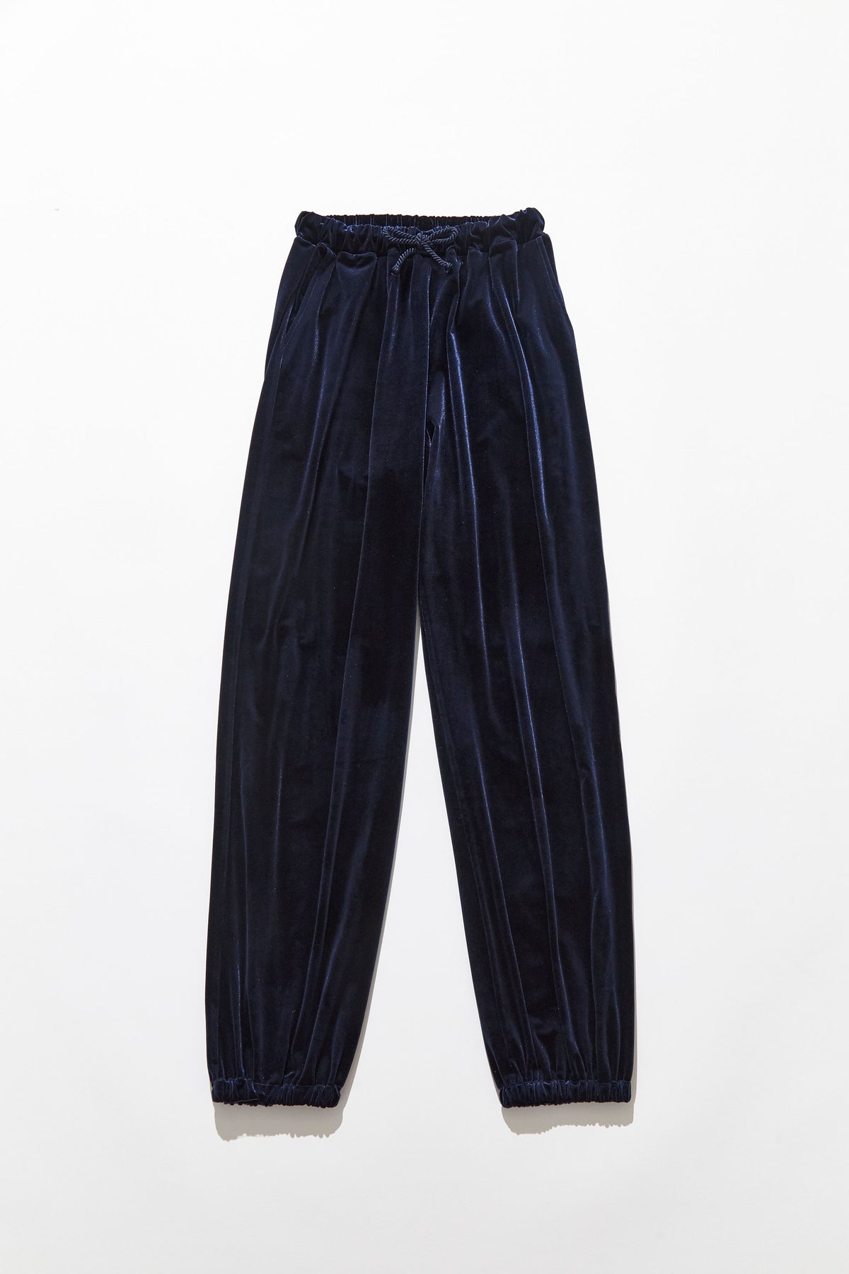 Velour Drawstring Pants / Navy