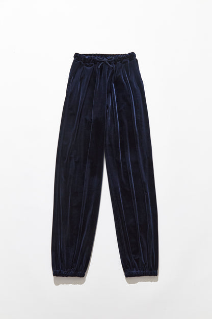 Velour Drawstring Pants / Navy