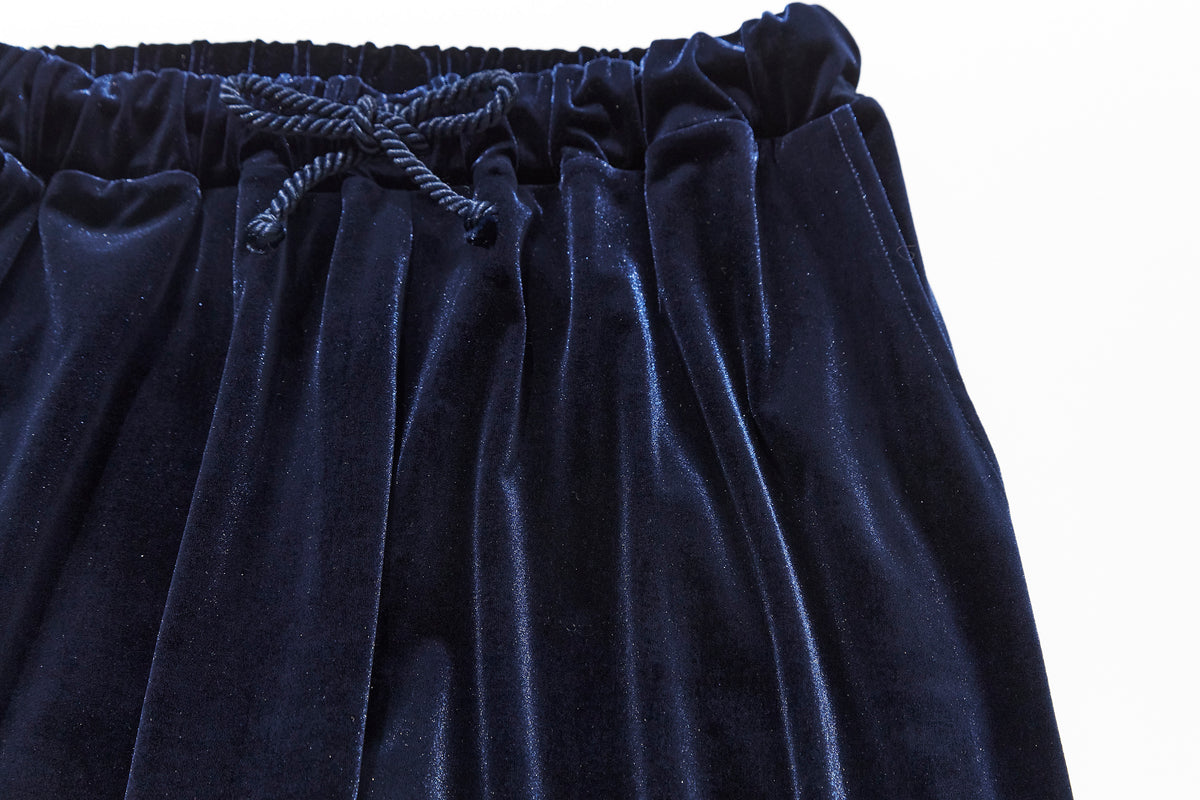 Velour Drawstring Pants / Navy