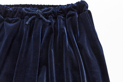 Velour Drawstring Pants / Navy